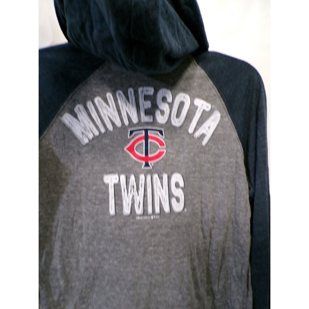Casual Lifestyle Minnesota Twins Women's Full Zip Hoodie S Gray Navy Raglan - Picture 3 of 3